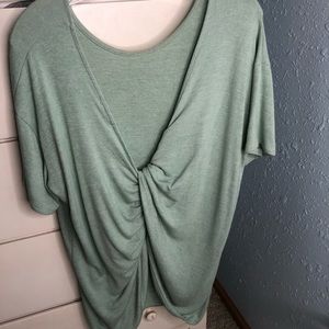 Sea foam green open back top